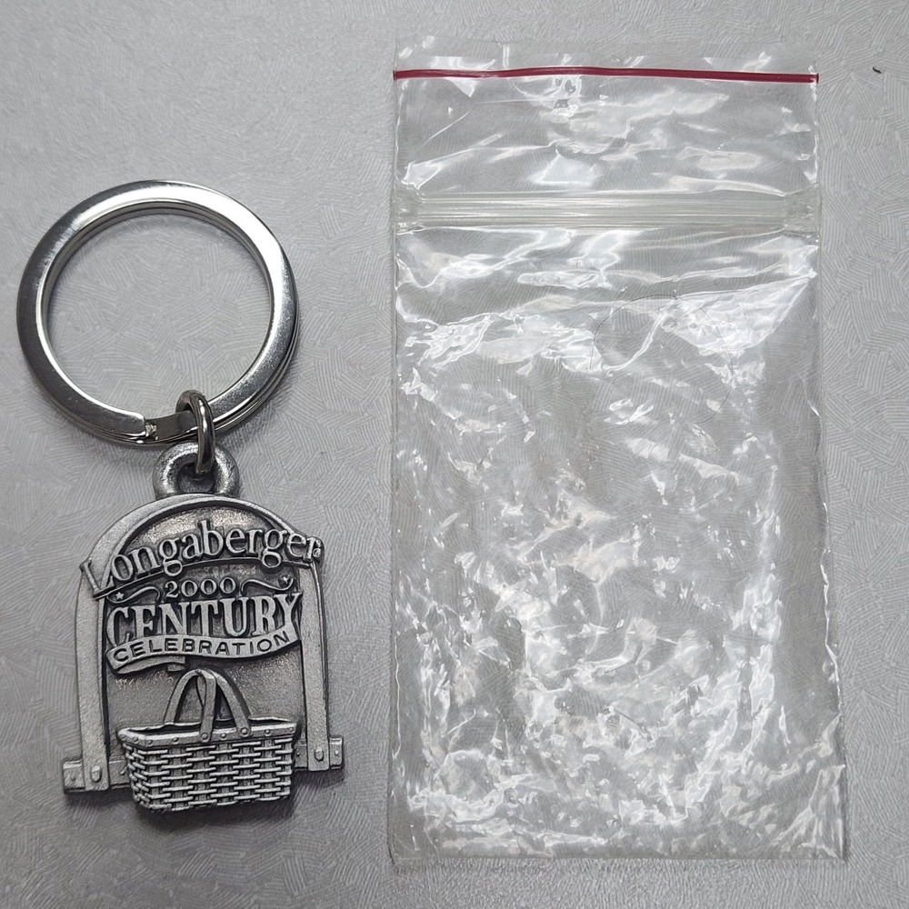 Longaberger Pewter Basket Key Chain 2000 Century Celebration New